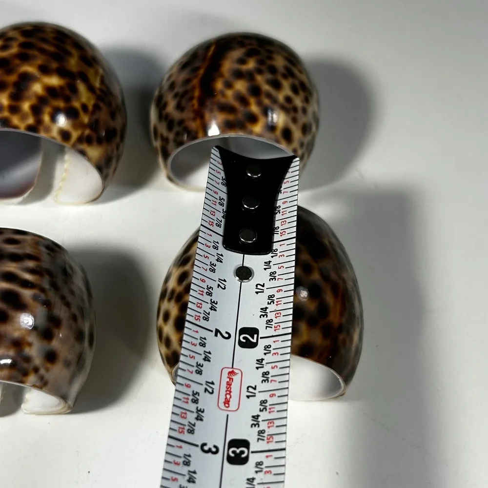 Vintage Tiger Cowrie Shell Napkin Rings Set of 6 Coastal Nautical Table Decor